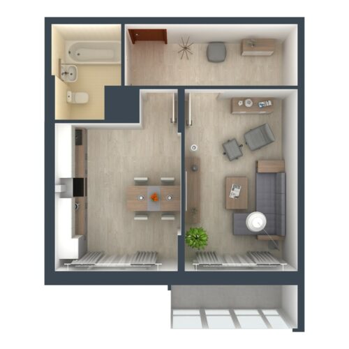 Серия дома 1-комнатная (1 комната + кухня)